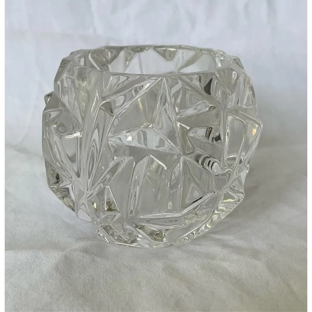 Tiffany & Co. Retired Rock Cut Crystal Glass Votive Candle Tea Light Holder MCM